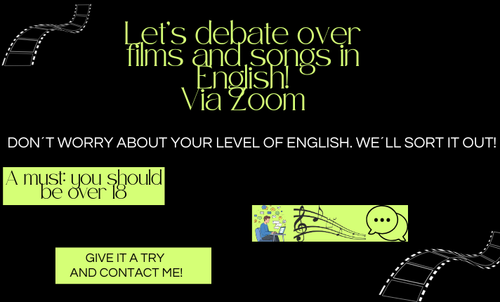 "Practising English online with movie and song debates via Zoom"